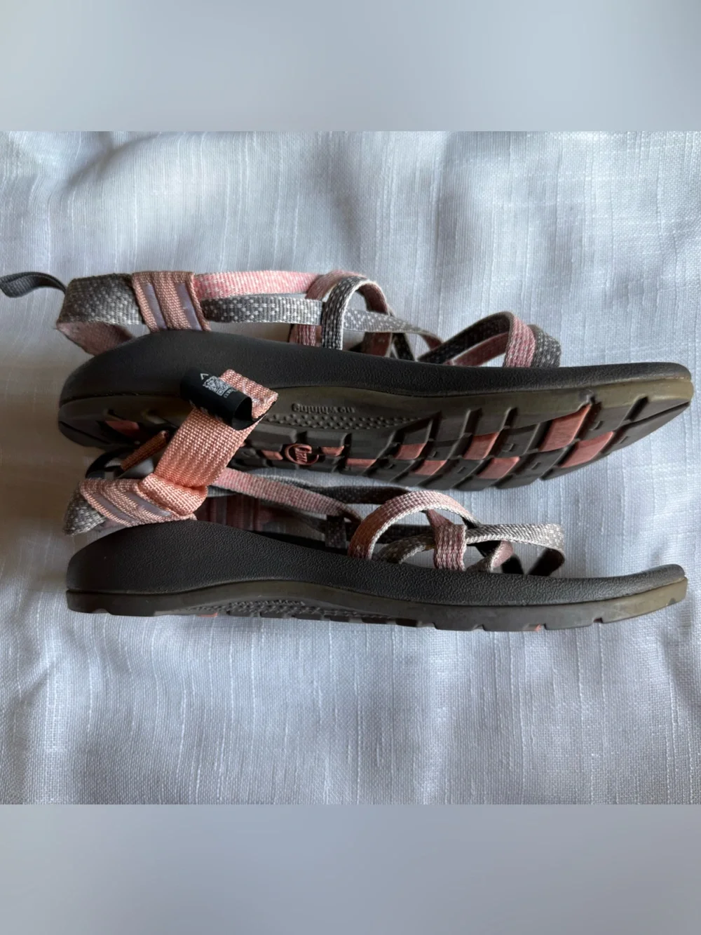 Chaco ZX/1 Ecotread Sandals Burlap Heather Pink Gray Outdoors Sz 3 - big kids